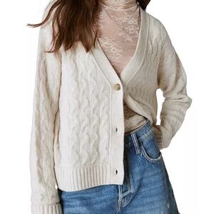 Lucky Brand Ivory Cable Knit Cardigan